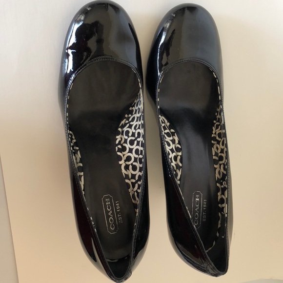 Coach Round Toe Patent Leather Wedges - Picture 5 of 5